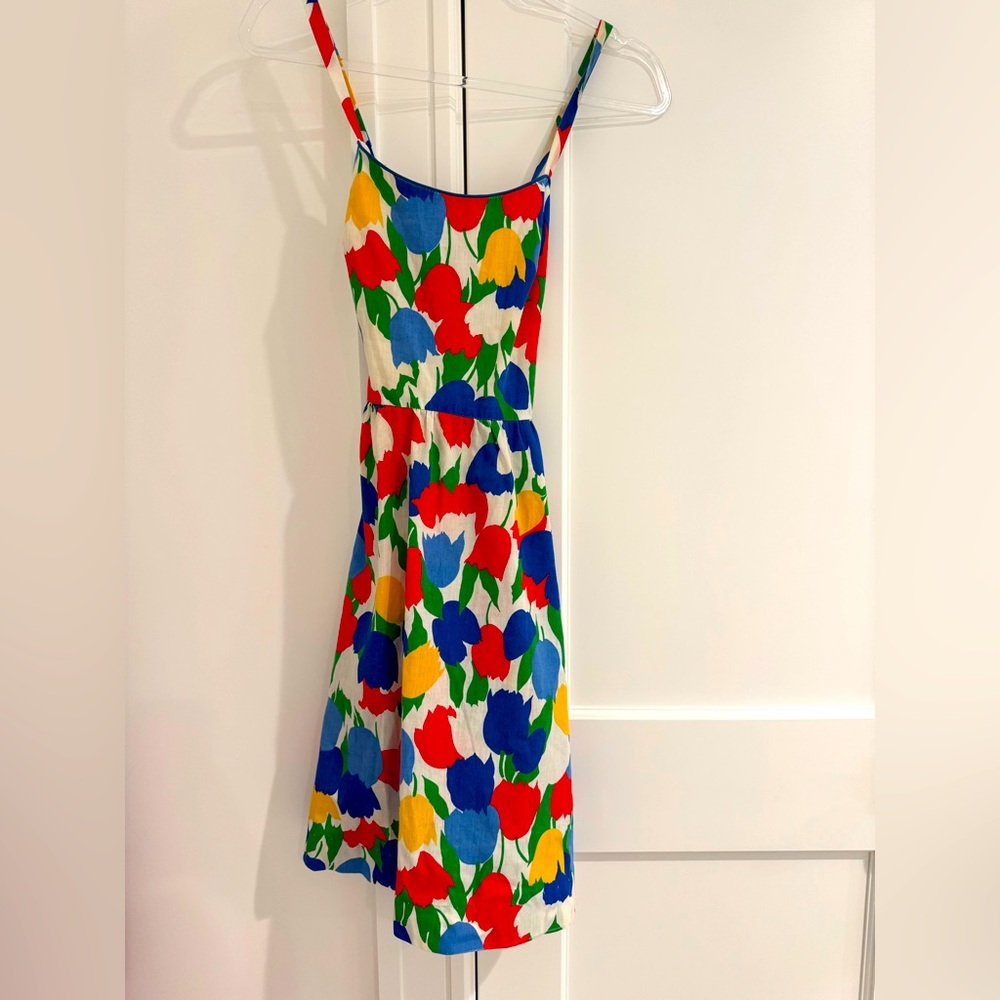 1970s Lanz Originals sundress in a vibrant tulip print. XS/S.